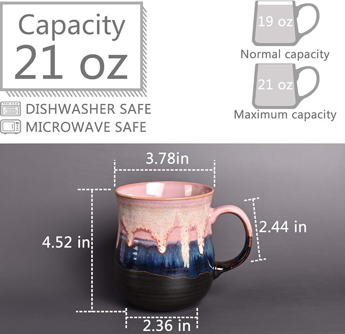 Bosmarlin Large Ceramic Coffee Mug, Big Tea Cup for Office and Home, 21 Oz, Dishwasher and Microwave Safe, 1 PCS - Image 2