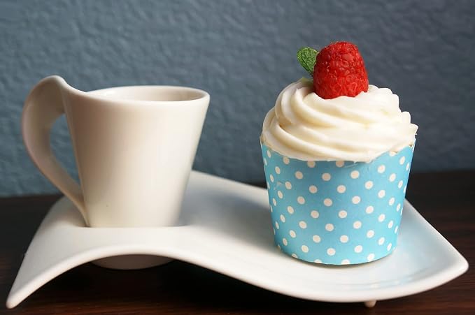 Paper Baking Cups (Polka Dots), Greaseproof Disposable Cupcake Liners (Turquoise, Large Cups (50-Pack)) - Image 4