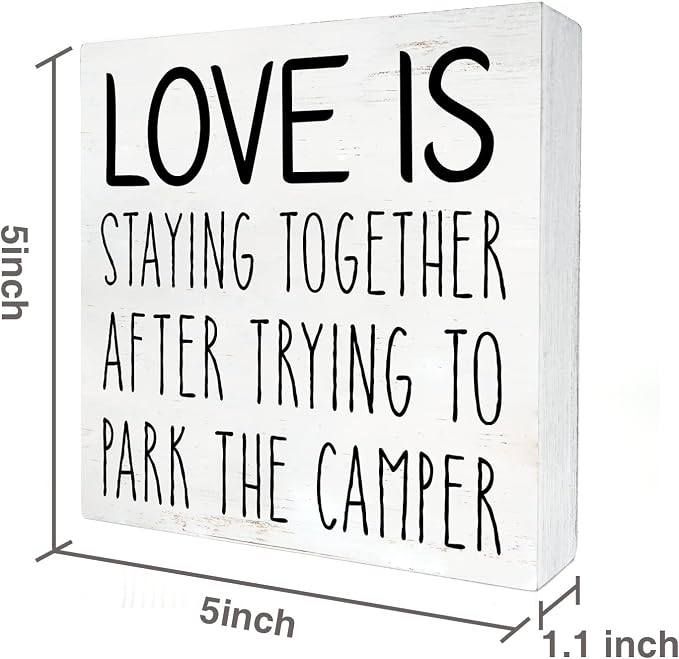 Love is Staying Together Camper Wood Box Sign Home Decor Rustic Camping Wooden Box Sign Block Plaque Wall Desk Decoration - Image 2
