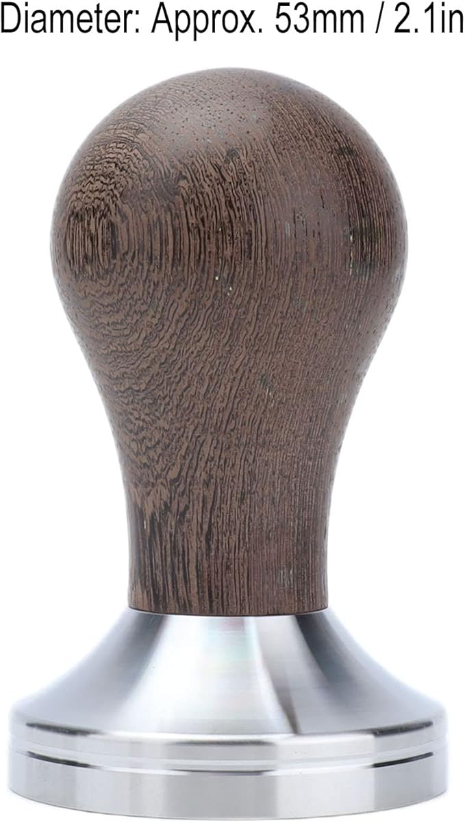 53mm Coffee Tamper Stainless Steel Coffee Powder Press Tool with Comfortable Wooden Handle for Espresso Maker Barista Home Office