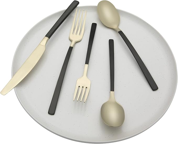 Cambridge Silversmiths Beacon Flatware Set, 18/0 Stainless Steel, Dishwasher Safe, Flatware Collection, Black Champagne Satin, 20-Piece, Service for 4 - Image 2