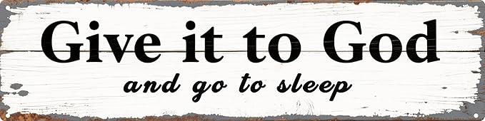 Give It To God Metal Sign 4x16in Rustic Faith Plaque for Bedroom Wall Decor Christian Encouragement Gift by LMDDFZS