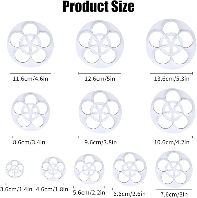KALAIEN 11pcs set Rose Flower Cutters Set Sugar Paste Baking Mould Cookie Pastry Plunger Cutter Kitchen Tool