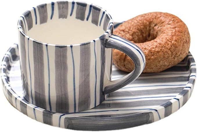 Espresso Cups Ceramic Coffee Mug Series European Striped Dot Coffee Cup And Saucer Mug Cake Plate Afternoon Tea Set Tea Cup And Saucer,A - Image 6