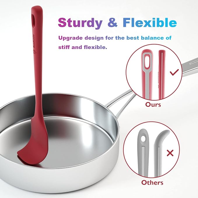 ChefAide 4 Pieces Silicone Spatula Set, Food Grade Rubber Spatula, Upgrade Strong Handle with Ergonomic Grip, Heat Resistant for Nonstick Cookware, Cooking - Image 3