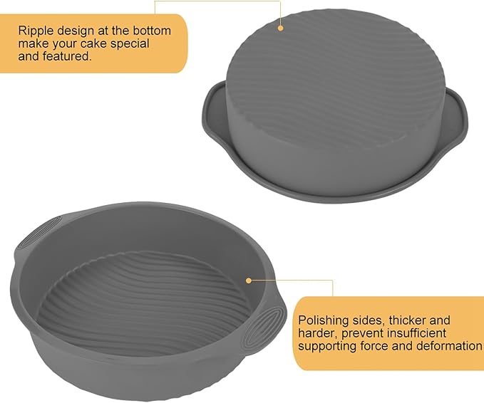 Silicone Cake Mold Round Shape Baking Pan for Oven and Microwave Food Grade Silicone Material in Green Pink Gray Blue 9 Inch Size (Gray) - Image 7