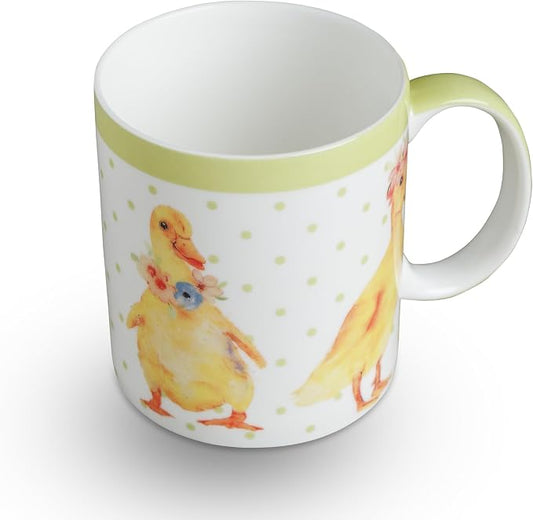 Maison d' Hermine Coffee Mug with Handles Tea Cups (12 Ounce, Pack of 1) | Fine Bone China Coffee Mugs for Hot Beverages Cappuccino Latte Home Spring Summer -Ducklings In Spring - Happy Ducklings by MaisondHermine