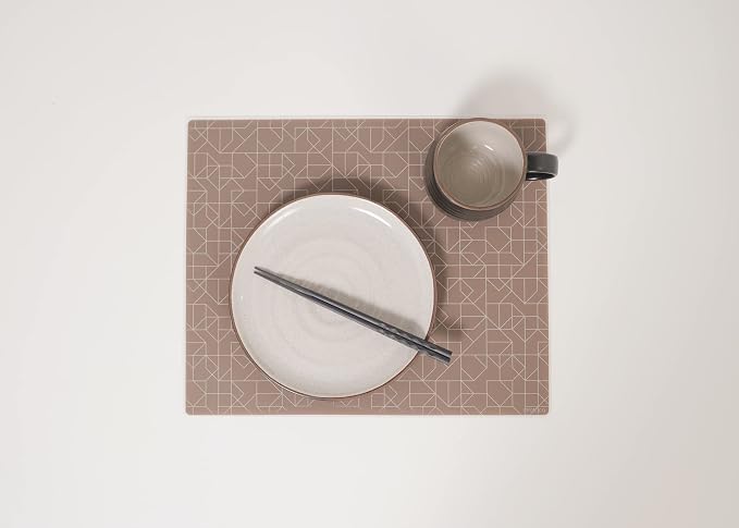 Mintrico placemat for Dining Table Set of 2 Silicone Heat Resistant Non Slip (Brown) - Image 7