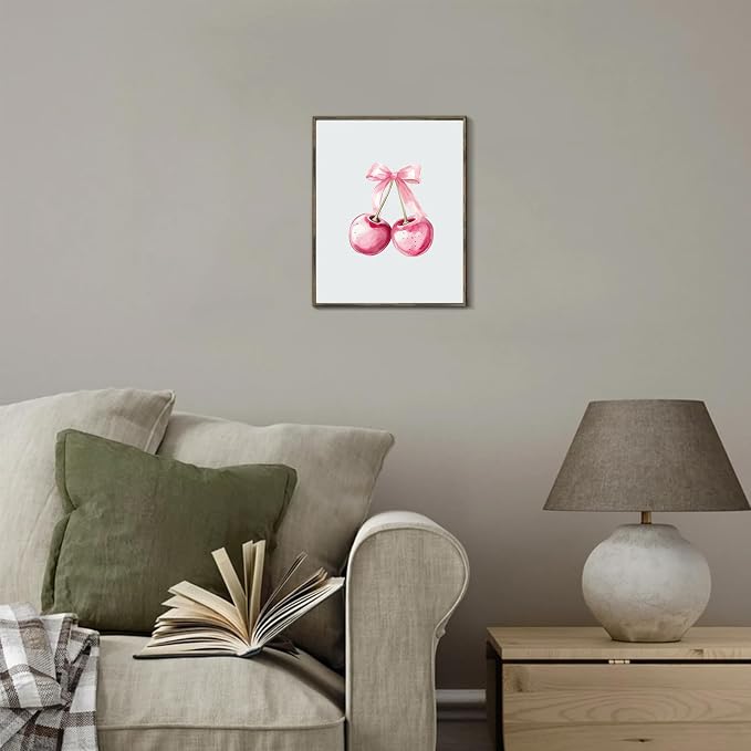 XOCUUI Light Pink Coquette Trendy Preppy Wall Art Prints, Coquette Preppy Room Decor, Blue Bow Disco 8 Ball Cherry Wall Decor Posters for Girls Bedroom Dorm, 8x10 Unframed - Image 4