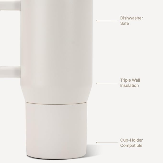 HydroJug Coffee Traveler 20oz Ceramic-Lined Mug with Handle, Linen - Image 3