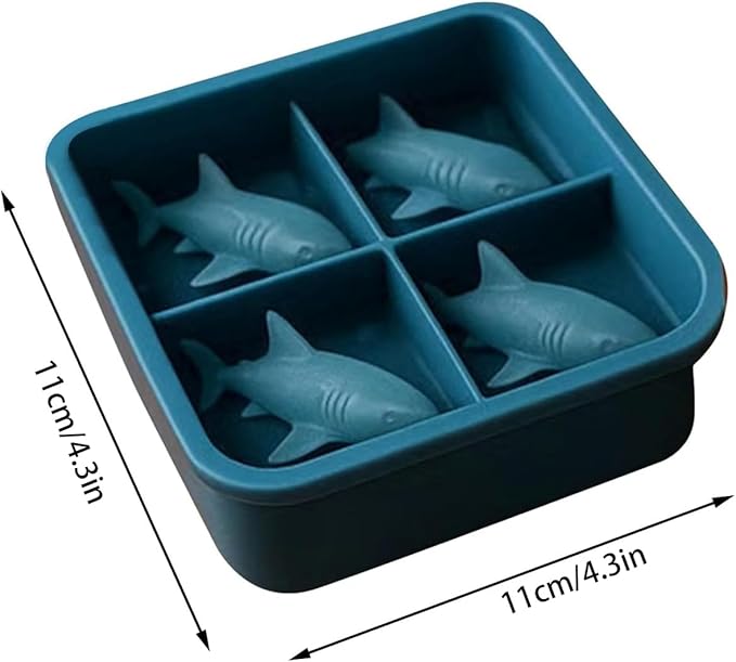 Shark Ice Mold for Whiskey & Cocktails – 3D Shark Silicone Ice Cube Molds with Easy Release, Reusable & Flexible Tray for Drinks, Coffee, Juice, Fun Party & Gift Idea