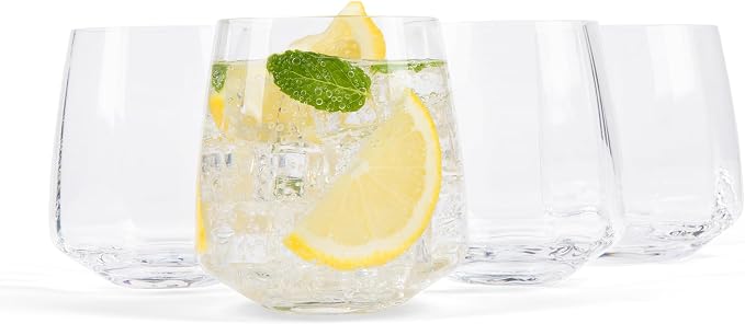 Larder & Vine Crystalline Glassware Tumbler Set, Artisan Drinkware for Cocktails, Water, Whiskey or Spirits, Handmade in Poland (Cafe Short) by LarderVine