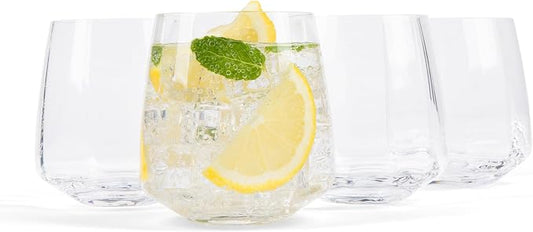 Larder & Vine Crystalline Glassware Tumbler Set, Artisan Drinkware for Cocktails, Water, Whiskey or Spirits, Handmade in Poland (Cafe Short) by LarderVine