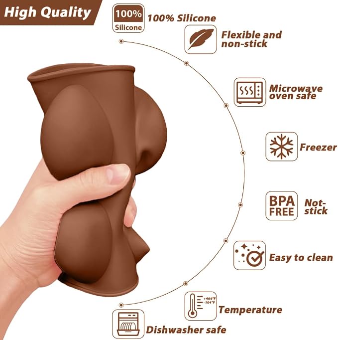 3 Pack 3D Easter Egg Silicone Molds, 8 Cavity Egg Shape Non-stick Baking Molds Tray DIY Baking Tool for Easter Chocolate Cake Dessert Muffin Mousse Pastry Handmade Soap Crayons(Brown) - Image 3