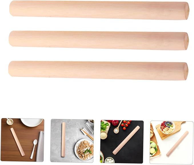 Uonlytech 10pcs Wood Rolling Pin for Baking and Dumpling Making, Smooth Non-burr Surface Wooden Dough Roller, Sturdy Khaki Baking Tool for Families and Pasta Preparation - Image 7