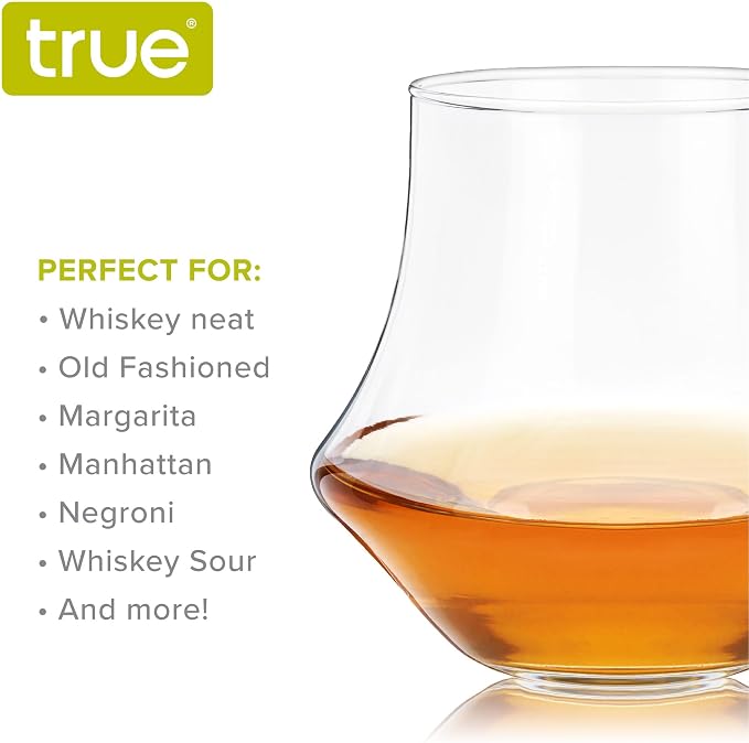 True Whiskey Glasses for Men and Women, Top-notch Bourbon Scotch Whiskey Cups Set, Bar Glassware Drinking Glasses Set of 4, 12 oz - Image 4