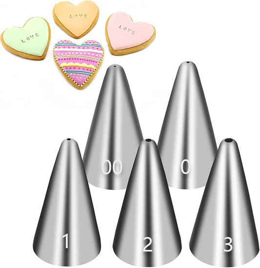 Suuker Extra-Fine Round Piping Tips Set, 5 Pieces Stainless Steel Small Icing Tips Cake Decorating Tip Piping Nozzles, Cake Writing Tool for Easy Cake Cupcake Dessert Cookies Decorating