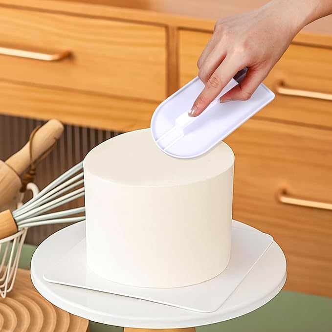 2 PCS Fondant Smoothing Tool, Cake Decoration Icing Smoother Tool, Sugarcraft Scraper Paddle, Fondant Polisher Finisher, White PP Plastic, 5.7" x 3.1"