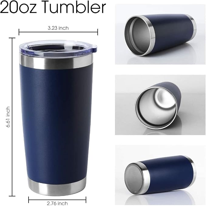 HASLE OUTFITTERS 20oz Tumblers Stainless Steel Mugs with Lid Double Wall Vacuum Insulated Coffee Cups for Cold & Hot Drinks (20oz-Navy, 12 Pack) - Image 2