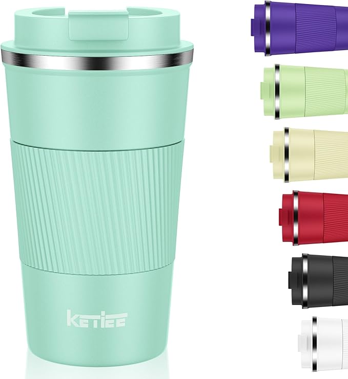 KETIEE 12oz Coffee Mug: Vacuum Insulated Coffee Cup with Leakproof Lid, Travel Coffee Mug Stainless Steel Double Walled Reusable Coffee Cup for Hot and Cold Water Coffee by KETIEE
