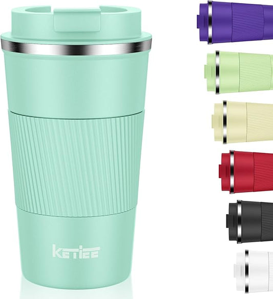 KETIEE 12oz Coffee Mug: Vacuum Insulated Coffee Cup with Leakproof Lid, Travel Coffee Mug Stainless Steel Double Walled Reusable Coffee Cup for Hot and Cold Water Coffee by KETIEE