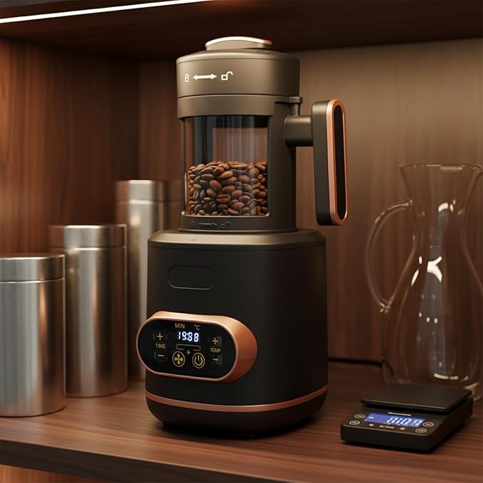 Electric Coffee Bean Roaster Machine,Home Use Coffee Bean Roaster | High Temperature Resistant Glass Cup for Home Coffee Bar,Precise Time & Temp Adjustment,110V US Plug,Visible Roasting Process - Image 8