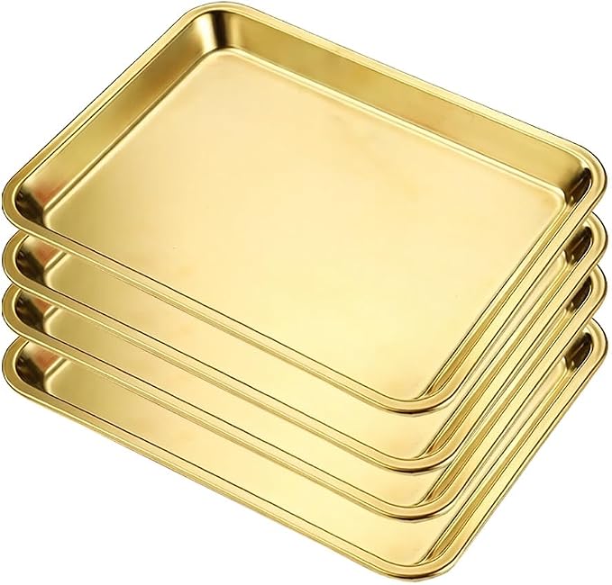 4-Piece Stainless Steel Baking Sheet Set, Non-Stick Cookie Tray for Oven, Easy to Clean & Dishwasher Safe, Perfect for Roasting & Baking (30x23.5x2cm/11.8x9.3x0.8") by Unknown