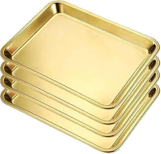 Set of 4 Baking Sheets, Stainless Steel Cookie Tray for Oven, Easy Clean & Dishwasher Safe Roasting Pan, Ideal Kitchen Bakeware (58x42x10cm/22.8x16.5x3.9") by Unknown