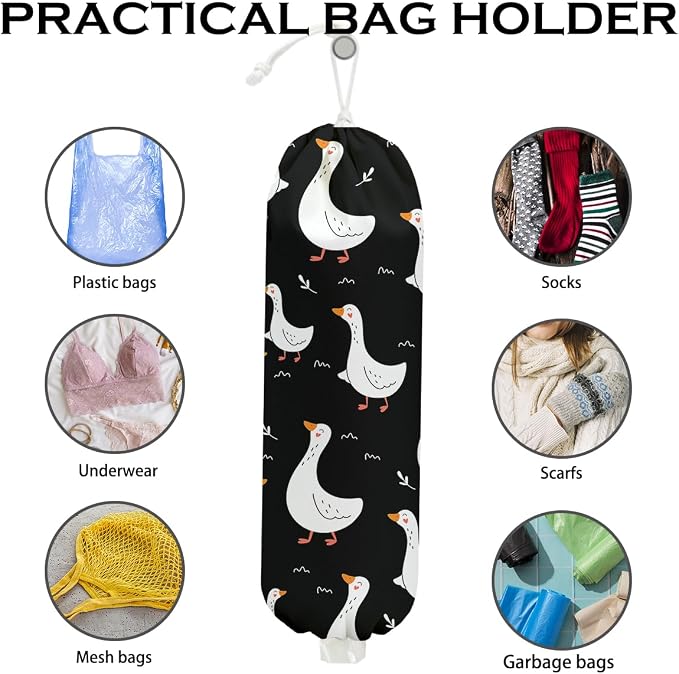2 Pcs Goose Plastic Bag Holder, Wall Mount Trash Bag Holder 22.5x9 Inch | Silly Goose Reusable Grocery Bags Organizer Storage Dispenser for Home Kitchen Pantry, Floral Gifts for Women Mom - Image 3