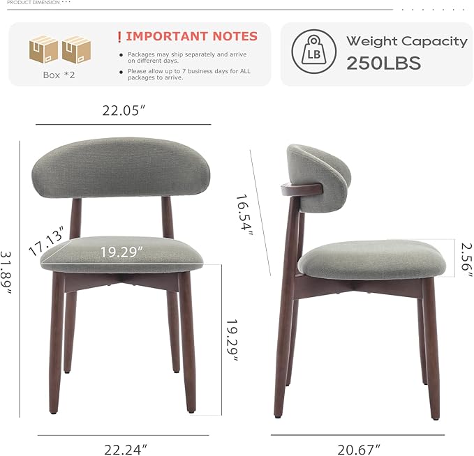 COLAMY Wooden Dining Room Chairs Set of 4, Modern Upholstered Fabric Dining Chairs, Farmhouse Kitchen Side Chair with Foot Pegs, Green - Image 2