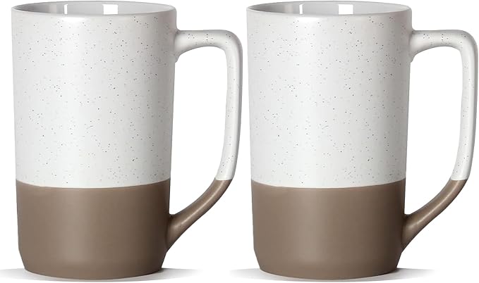 16 OZ Tall Coffee Mugs with Speckled, Large Diner White Cups with Handle, Bulk Ceramic Cup for Porcelain Cup or Mug Lovers DIY Gifts, Safe for Dishwasher, Microwave, Set of 2 - Image 7