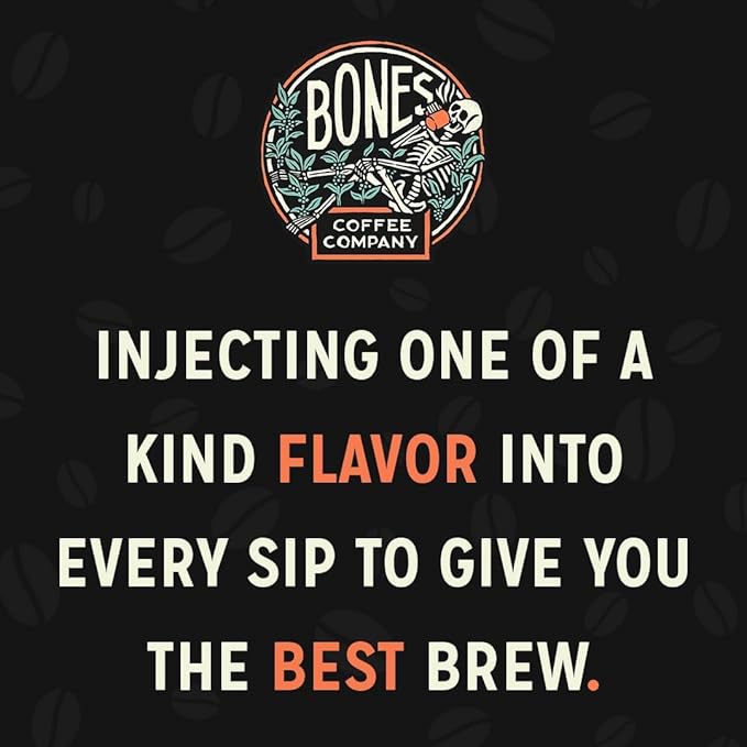 Bones Coffee Company Fallout Mojave Mocha, Mocha Flavored Coffee, Medium Roast Low Acid Arabica Beans Compatible with Auto drip and French Press Coffee Maker, 12 Oz Ground