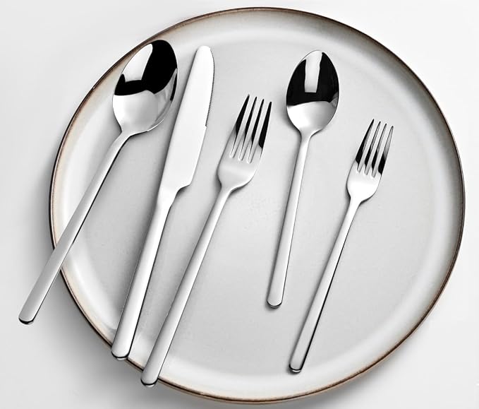 KINGSTONE Silverware Set, 10 Piece Flatware Cutlery Set for 2, 18/10 Stainless Steel Silverware Mirror Polished Dishwasher Safe for Home, Restaurant, Wedding, Party - Image 5