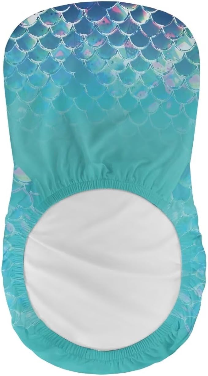Blue Mermaid Scale Bar Stool Covers High Stool Chair Cover for Party Kitchen Club, Reusable Waterproof 2 Pcs Bar Stool Covers Decorative Covers - Image 5