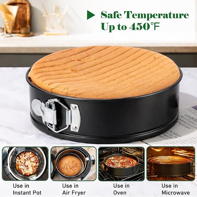 9 Inch Springform Pan 50Pcs Parchment Paper Cheesecake Nonstick Baking Mold | Round Tin Leakproof Removable Bottom Bakeware for Cake Pie Pizza and Quiches Carbon Steel and Non-stick Coating - Image 4