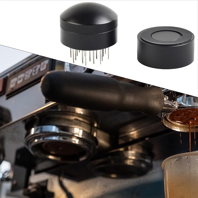 53mm 58mm Needle Tamper for Espresso - 19-Pin 304 Stainless Steel Coffee Distributor with Adjustable Depth Aluminum Handle,for Most Portafilters