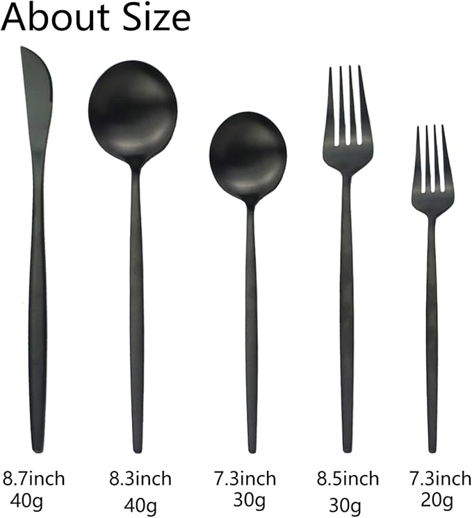 JASHII Flatware Silverware Set Stainless Steel Satin Finish Cutlery Set Service for 6, 30-Piece Spoons And Forks Kitchen Utensil Set, Dishwasher Safe (Matte Black) - Image 3