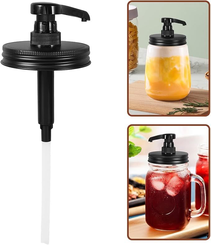 KESYOO Mason Jar Syrup Dispenser Pump for Wide Mouth Jars Food Grade Pump Core for Jam Honey and Syrup Bottles for Kitchen Condiments Easy Dispensing and Volume Control