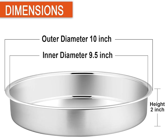 P&P CHEF 9.5 Inch Cake Pan Set of 4, Stainless Steel Round Cake Pans Tins | Baking Round Cake Bakeware for Birthday Wedding, Leak-proof & Mirror Finish & Easy Releasing, Dishwasher Safe - Image 7