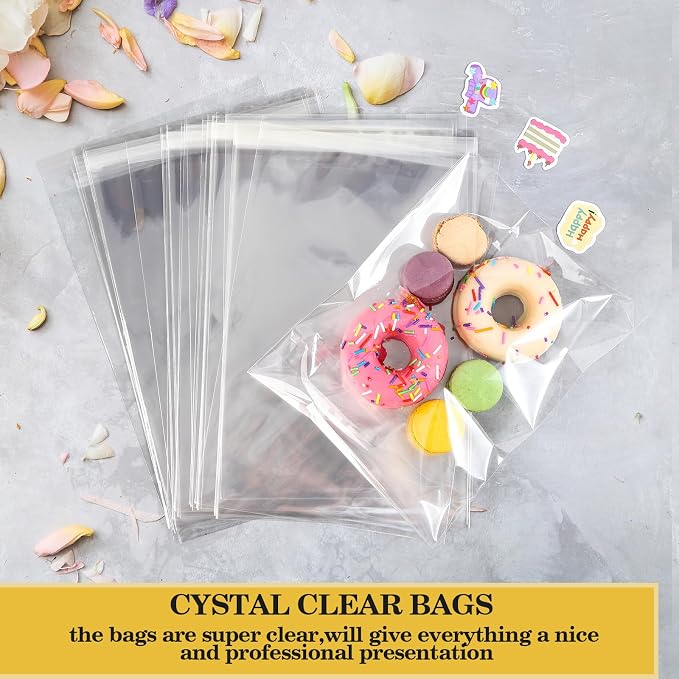 Nobranded 200 pcs Clear 3" x 4" Self Seal Cello Cellophane Bags Resealable Poly Bags 2.8 mils for Cookie, Candy, Gift Bakery, Prints, Photos, Cards & Envelopes, Party Decorative - Image 6