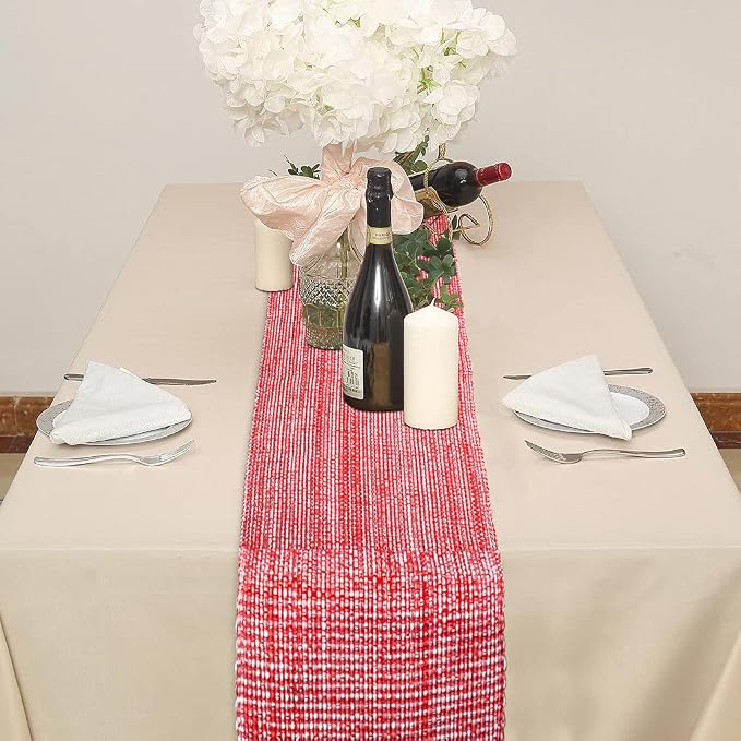 Urban Villa Two Tone Table Runner Cotton Quality 14x72 Red/White - Image 3