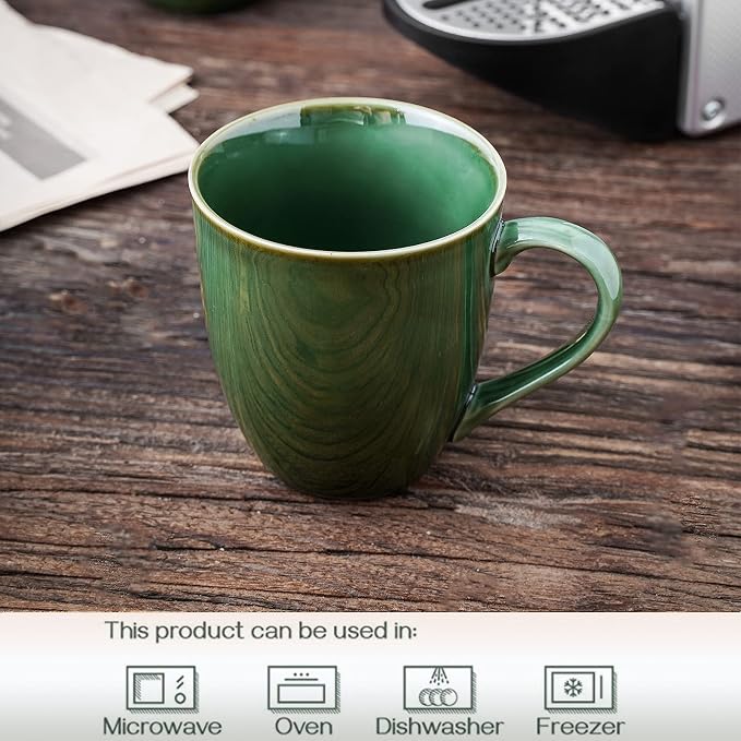 vicrays Coffee Mug Set, 12 Ounce, Set of 6, Ceramic Mug for Men, Women, Unique Glazed Mugs with Handle for Coffee, Tea, Milk, Cocoa, Cereal(Green) - Image 3