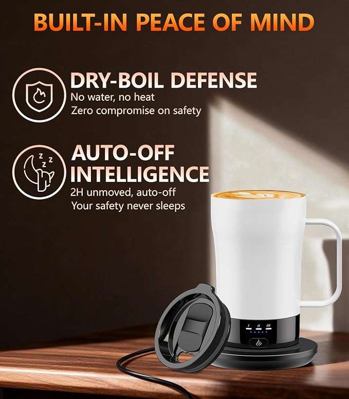 Self-Heating Coffee Mug, 14oz Heated Coffee Mug - Rechargeable Temperature Control Coffee Mug Keep Coffee Hot, Smart Mug Great Gift for Coffee Lovers & Slow Sippers - Image 4
