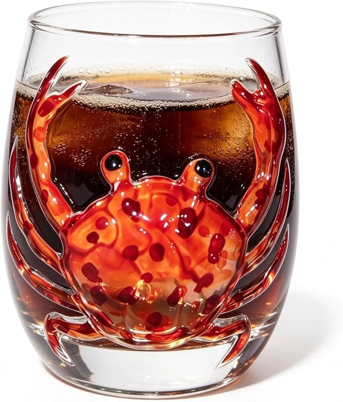 3D Blue Ring Octopus Glassware, Handmade Marine Wine Glass | Hand-Blown 3D Blue Ring Octopus Stemless Glass, Novelty Marine Life Drinking Tumbler, Beach Giftt by Unknown