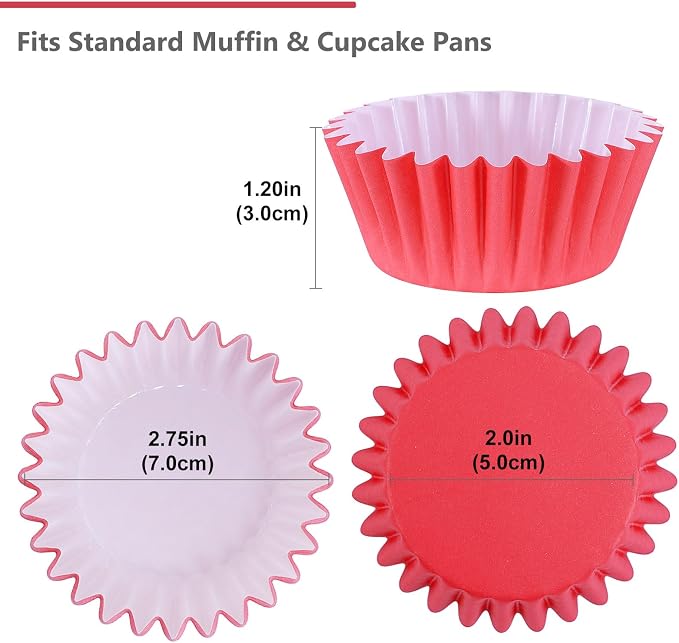 Caperci Heavy Duty Red Cupcake Liners 150 Counts - Standard Grease-Resistant Paper Muffin Baking Cups, Odorless, No Muffin Pan Needed, Easily Peels (Red) - Image 5