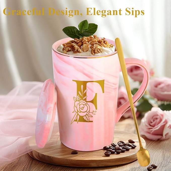 Personalized Ceramic Coffee Mug with Lid Tea Cup Women Gift Flight Attendant Pet Sitter Secretary Hairdress Caregiver Musicians Dancer Cheerleaders Hairstylist Nanny Hair Stylist Nail Technician,F - Image 3