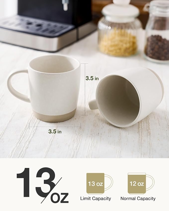 famiware Coffee Mugs Set of 8, Milkyway 13 oz Mug Set, Ceramic Cup Set with Handle for Coffee, Tea, Cocoa, Milk, Matte White - Image 3
