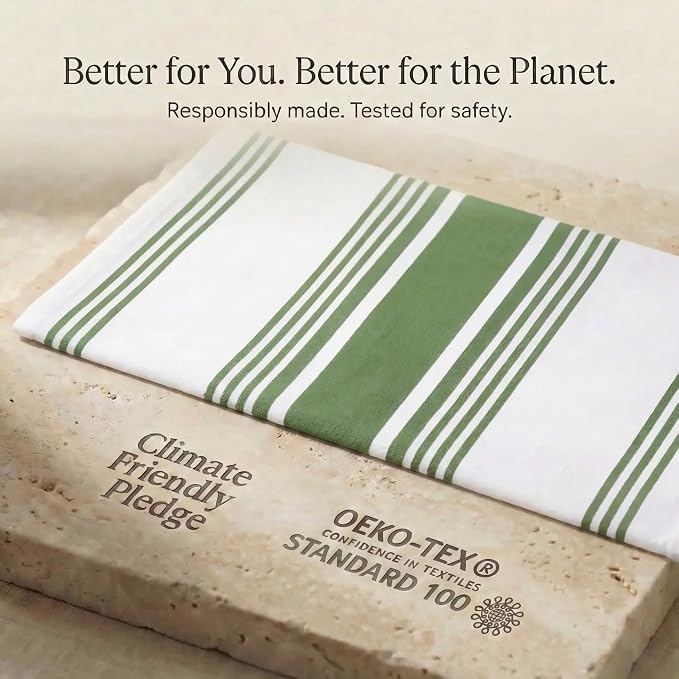 Urban Villa Kitchen Towels Cotton Dish Towels 20”x30” (Set of 6) Green Wht - Image 9
