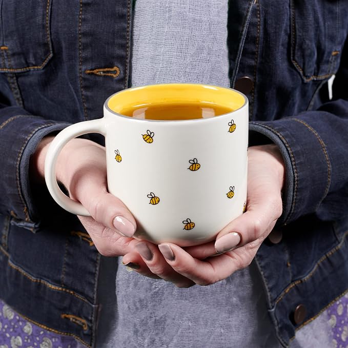 Christian Art Gifts Large Ceramic Coffee & Tea Mug for Women: Kind Words are Like Honey Inspirational Bible Verse, Cute Microwave/Dishwasher Safe Bumble Bee Cup, Yellow/White, 15 oz. - Image 7