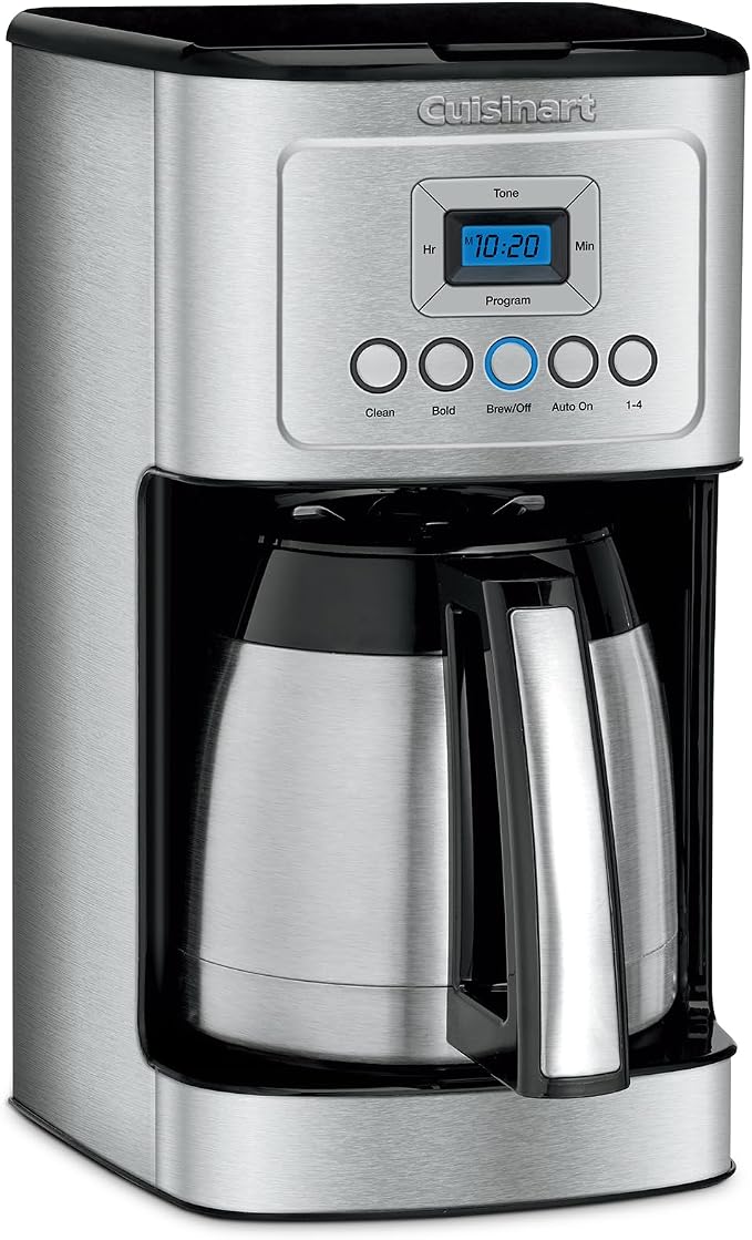 Cuisinart 12-Cup Coffee Maker, Programmable PerfecTemp Thermal Carafe Coffee Machine with 1-4 Cup Setting, Brew Strength Control and Brew Pause, Stainless Steel, DCC-3400NAS, Silver | Everyday coffee machine with 24-hour programmability, 1-4 cup settin... by Cuisinart